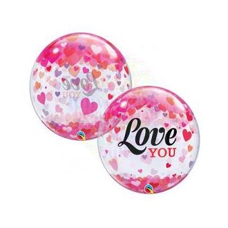 Love You Szerelmes Bubble Lufi, 56 cm-es