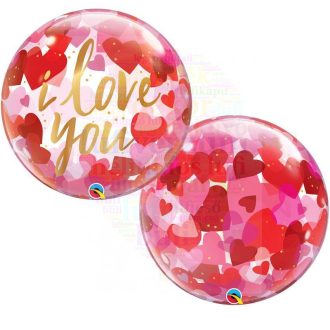 I Love You Szerelmes Bubble Lufi, 56 cm-es