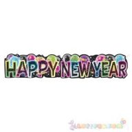 Happy New Year Feliratú Mintás Banner - 136 cm-es