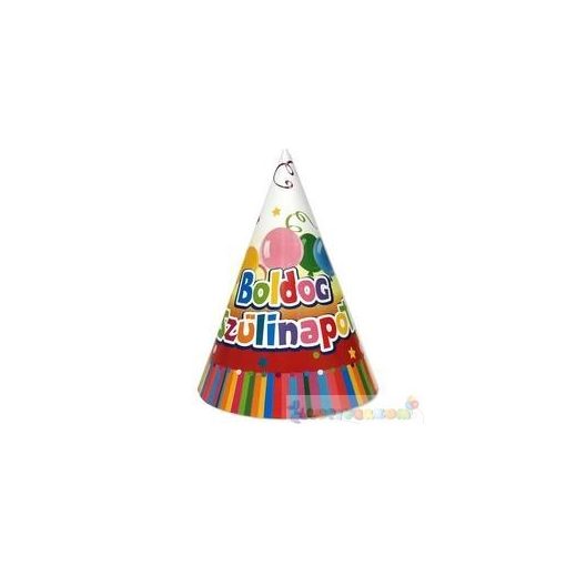 Boldog születésnapot feliratos színes party csákó - 6 db-os
