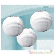 Fehér Színű Party Gömb Lampion - 24 cm, 3 db-os