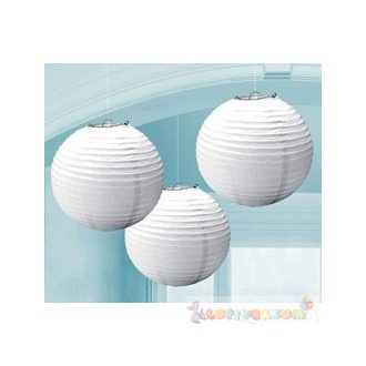 Fehér Színű Party Gömb Lampion - 24 cm, 3 db-os
