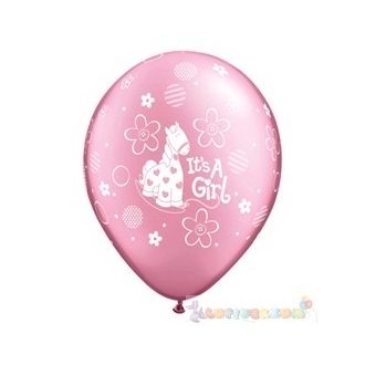  28 cm-es latex Qualatex party Lufi darabra kislány babaszületés