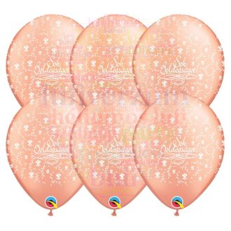   28 cm-es latex Qualatex Sok Boldogságot Rózsaarany Esküvői Léggömb darabra
