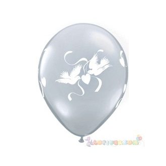   28 cm-es latex Qualatex Love Doves Diamond Clear Esküvői Léggömb Darabra