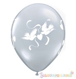 28 cm-es latex Qualatex Love Doves Diamond Clear Esküvői Léggömb Darabra