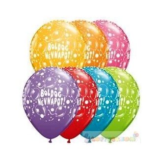 28 cm-es Qualatex nyomott mintás Lufi darabra névnapra