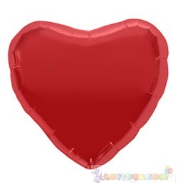 Piros szív fólia léggömb pálcán - 20 cm