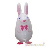 Sétáló fehér nyuszi fólia lufi - 50 cm