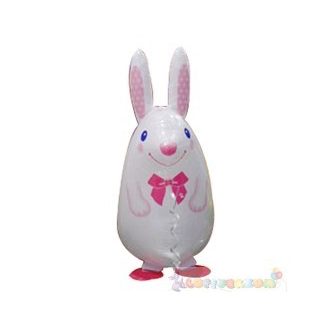 Sétáló fehér nyuszi fólia lufi - 50 cm