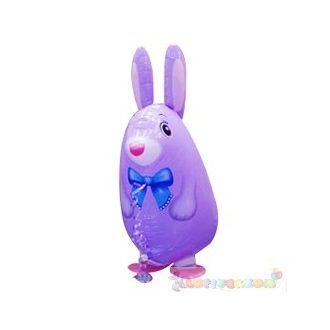 Sétáló lila nyuszi fólia lufi - 50 cm