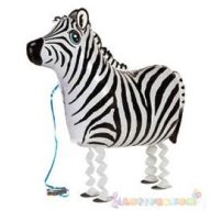 Sétáló zebra fólia lufi - 64 cm