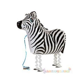 Sétáló zebra fólia lufi - 64 cm