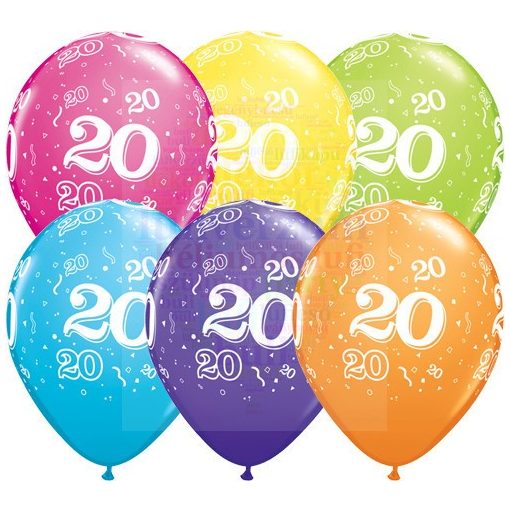 28 cm-es 20-as számmal printelt Születésnapi számos Léggömb Darabra