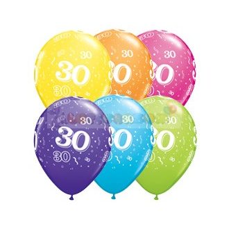   28 cm-es 30-as számmal printelt Születésnapi számos Léggömb Darabra