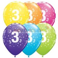   28 cm-es 3-as számmal printelt Születésnapi számos Léggömb Darabra