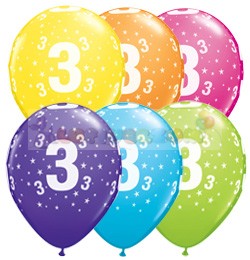 28 cm-es 3-as számmal printelt Születésnapi számos Léggömb Darabra