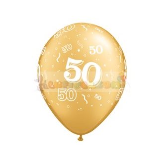   28 cm-es 50-es számmal printelt Születésnapi számos Léggömb  darabra arany