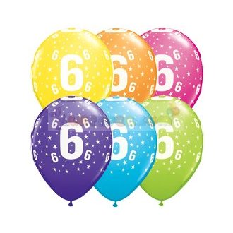   28 cm-es 6-os számmal printelt Születésnapi számos Léggömb  darabra