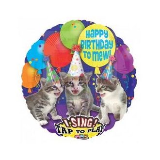   Happy Birthday Macskás Éneklő Szülinapi Fólia Lufi  71 cm