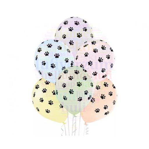 Mancs mintás gumi lufi 30 cm-es, 6 db/csomag