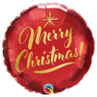 Merry Christmas piros fólia lufi - 45 cm