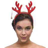 Piros Rénszarvas Agancs Fejpánt Csengettyűvel