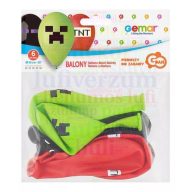 Minecraft mintás gumi lufi 30 cm-es, 6 db/csomag