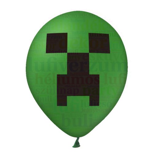 Minecraft mintás gumi lufi 30 cm-es, 12 db/csomag