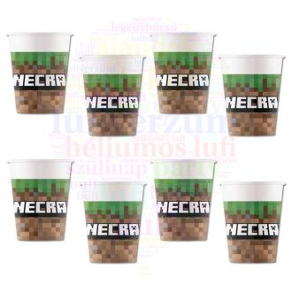Minecraft Papír Parti Pohár - 200 ml, 8 db-os