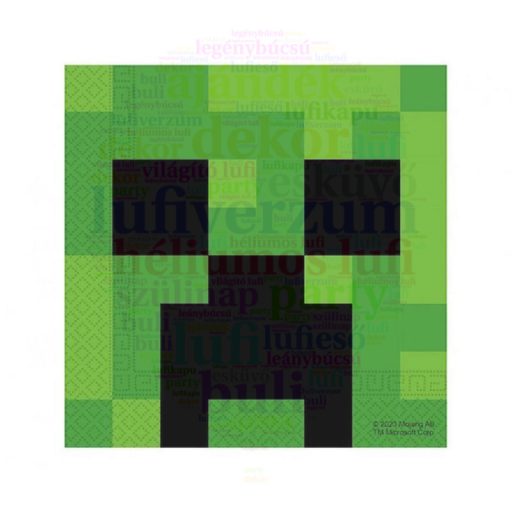 Minecraft Parti Szalvéta - 33 cm x 33 cm, 20 db-os