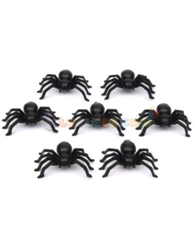 Fekete Mini Pókok - Dekoráció Halloween-ra