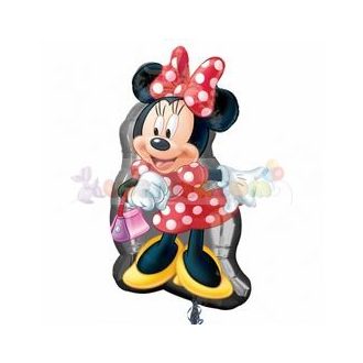 Minnie Mouse pöttyös ruhában fólia léggömb - 81 cm
