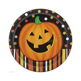 Mosolygó Tök Halloween Parti Tányér - 22 cm, 8 db-os