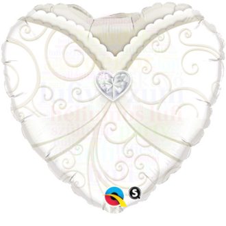   Mr. & Mrs. Wedding Esküvői Szív Fólia Lufi - Esküvői ruha 45 cm