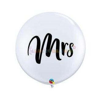 Mrs. Fehér Esküvői Kerek Latex Lufi - 91 cm