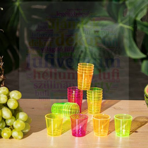 Neon Színű Felespohár Szett, 20 db-os