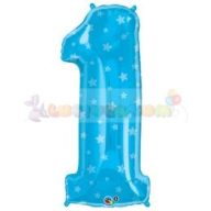 86 cm-es kék csillag mintás fólia léggömb 1