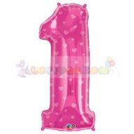 86 cm-es rózsaszín szív mintás magenta fólia léggömb