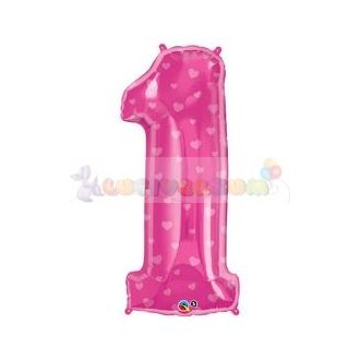 86 cm-es rózsaszín szív mintás magenta fólia léggömb