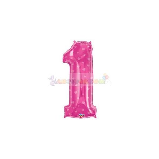 86 cm-es rózsaszín szív mintás magenta fólia léggömb