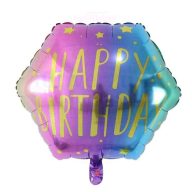 Ombre hatszögletű szülinapi fólia lufi - 45 cm