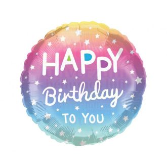 Happy Birthday Pastel Ombre & Stars Szülinapi Fólia Lufi