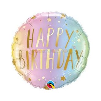 Happy Birthday Pastel Ombre & Stars Szülinapi Fólia Lufi