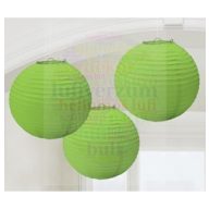 Zöld Színű Party Gömb Lampion - 24 cm, 3 db-os