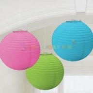   Multi - Kék, Pink és Zöld Színű Parti Gömb Lampion - 24 cm, 3 db-os