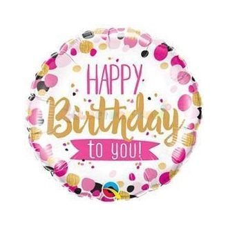   Happy Birthday to You Pink & Arany Szülinapi Fólia Lufi 45 cm