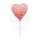 Pink és piros szív mintás fólia léggömb pálcán - 20 cm