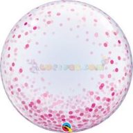 Pink Konfetti Pöttyös Mintás Deco Bubble Lufi, 61 cm-es