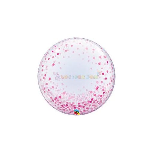 Pink Konfetti Pöttyös Mintás Deco Bubble Lufi 61 cm